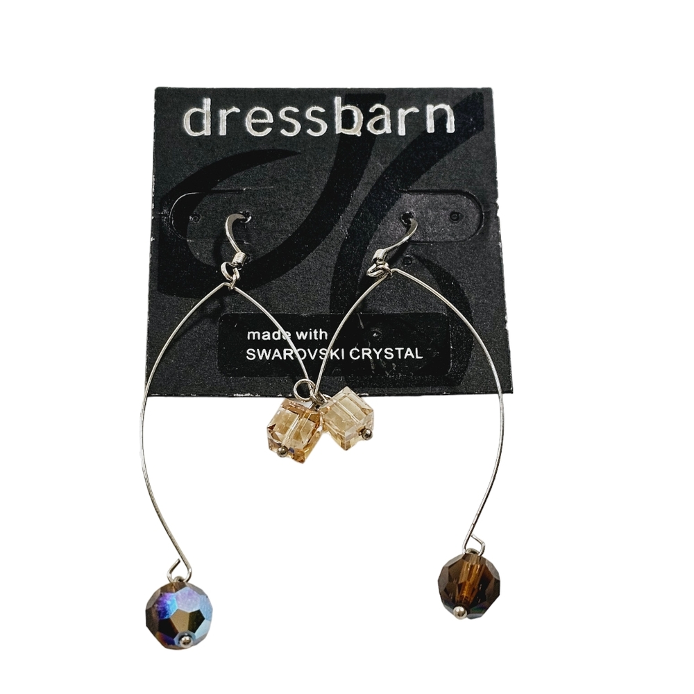 Dress Barn Swarovski Crystal Drop Hook‎ Earrings - NWT